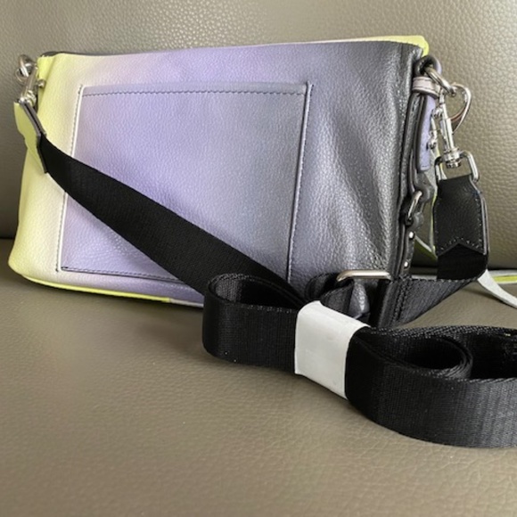 Aimee Kestenberg "Ombre Reef" crossbody leather purse gradient purple lime - NEW - Picture 7 of 16